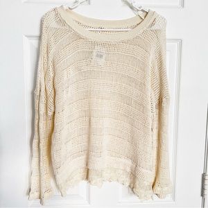 NWT Willow & Clay | Crochet Lace Hem Sweater Ivory
